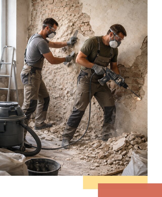 Демонтаж штукатурки со стен в Черногорске быстро и аккуратно