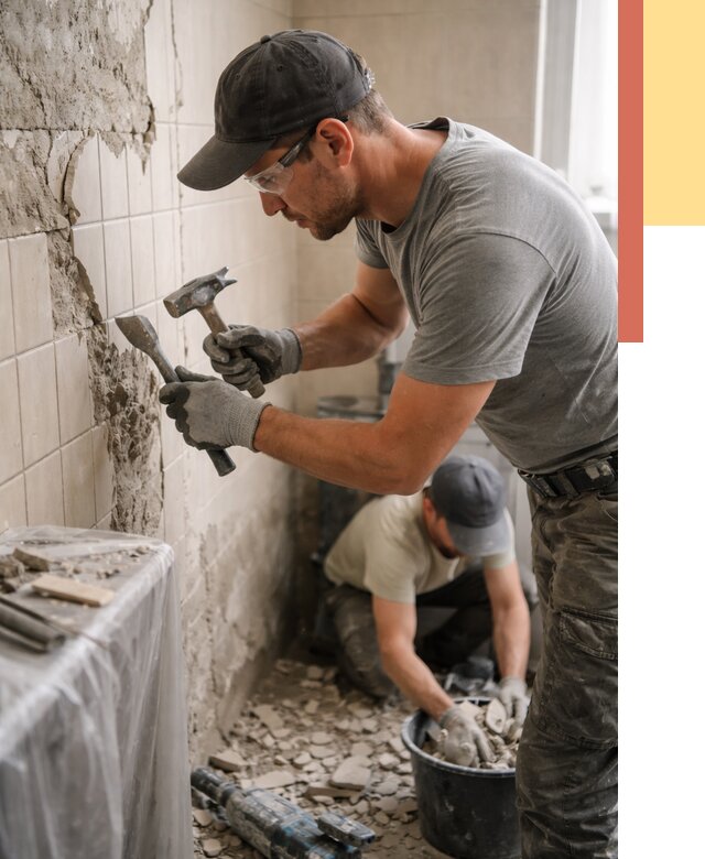 Демонтаж плитки со стен в Черногорске от 868 руб. — быстро и недорого | ОТДЕЛОЧНИК-Чрн