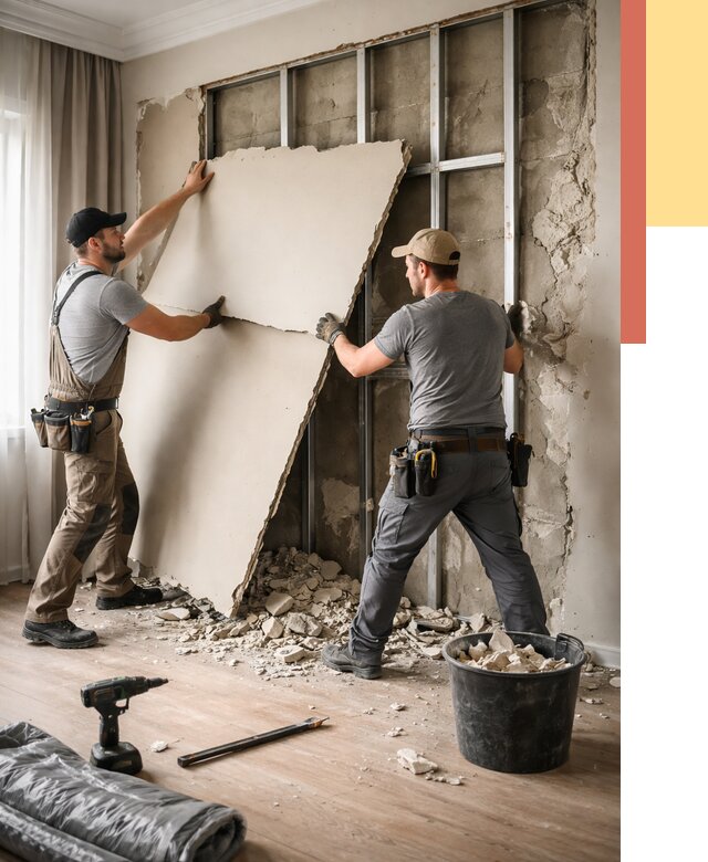 Демонтаж гипсокартона со стен в Черногорске от 357 руб. — услуги демонтажа | ОТДЕЛОЧНИК-Чрн