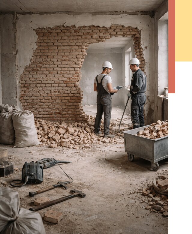 Демонтаж кирпичных стен в Черногорске от 4287 руб. — быстро, недорого, под ключ | ОТДЕЛОЧНИК-Чрн