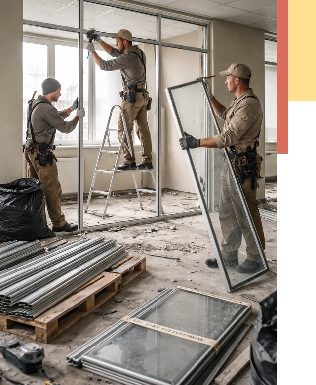 Демонтаж алюминиевых перегородок в Черногорске от 4287 руб. — быстро и недорого | ОТДЕЛОЧНИК-Чрн