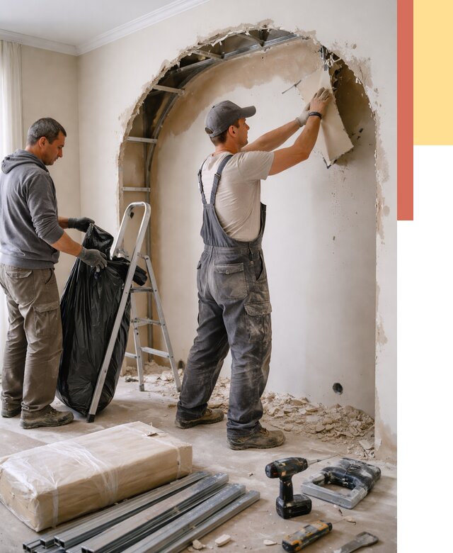 Демонтаж арки из гипсокартона в Черногорске от 3572 руб. — услуги под ключ | ОТДЕЛОЧНИК-Чрн