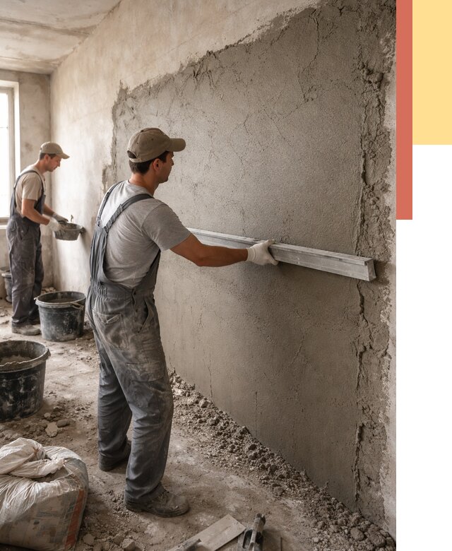 Цементная штукатурка стен в Черногорске от 4593 руб/м2 — быстро и недорого | ОТДЕЛОЧНИК-Чрн