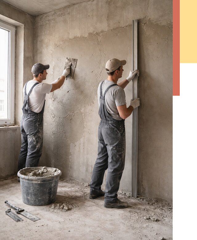 Штукатурка бетонных стен в Черногорске от 4593 руб/м² — качественно и быстро | ОТДЕЛОЧНИК-Чрн