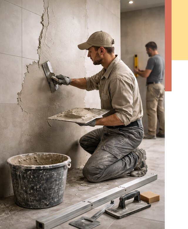 Штукатурка стен в ванной в Черногорске от 4593 руб./м² — выравнивание под ключ | ОТДЕЛОЧНИК-Чрн