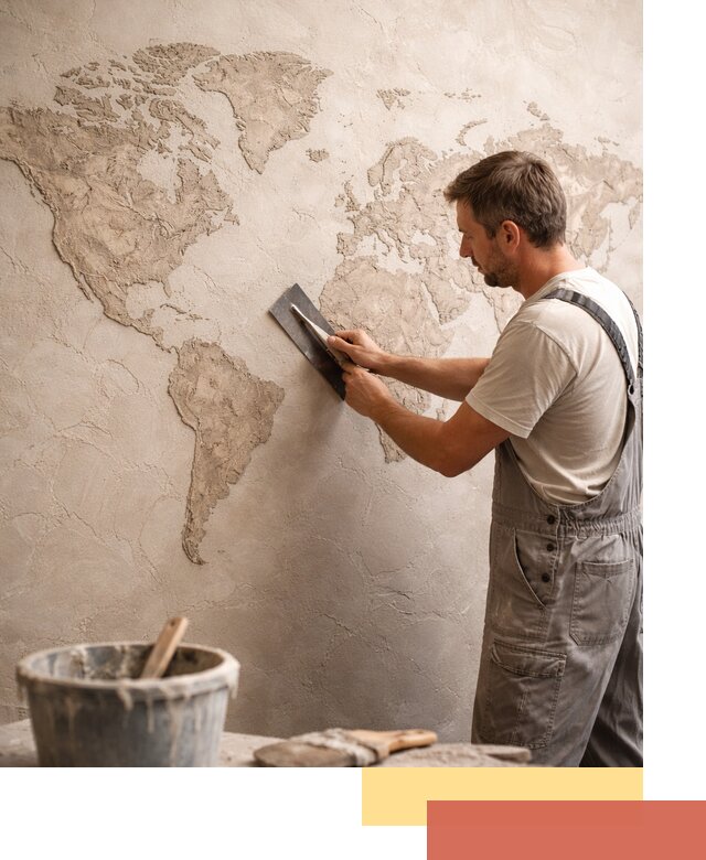 Декоративная штукатурка «Карта мира» под ключ в Черногорске