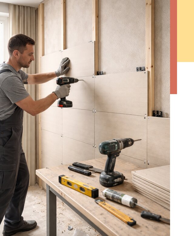 Монтаж МДФ панелей на стены в Черногорске от 1276 руб. под ключ | ОТДЕЛОЧНИК-Чрн