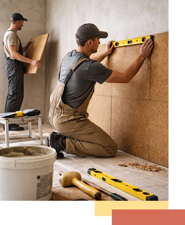 Монтаж пробковых панелей на стены в Черногорске быстро и качественно