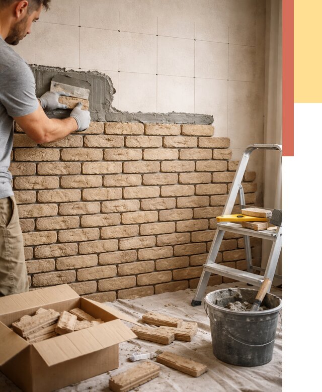 Монтаж декоративного кирпича в Черногорске от 3266 руб./м² — быстро и недорого | ОТДЕЛОЧНИК-Чрн