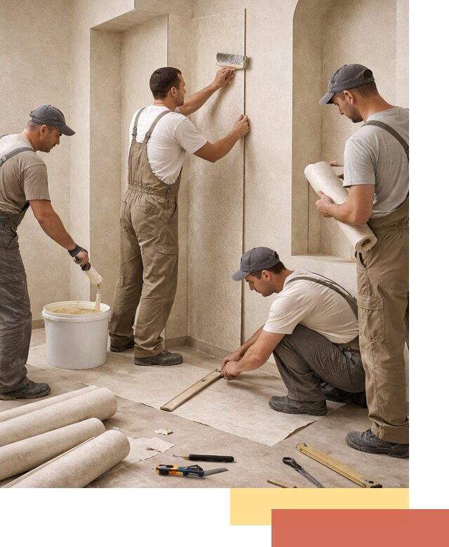 Поклейка обоев на сложные стены и неровные поверхности в Черногорске