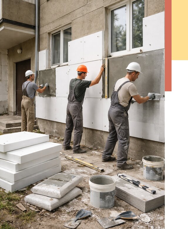 Утепление стен пенопластом в Черногорске от 1786 руб. — недорого и под ключ | ОТДЕЛОЧНИК-Чрн