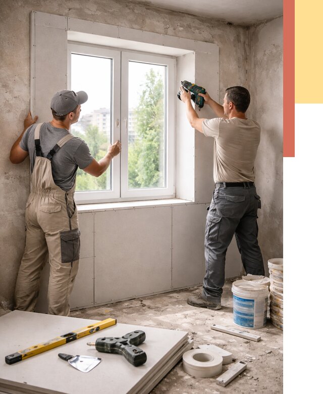 Монтаж откосов из гипсокартона в Черногорске от 4593 руб. под ключ | ОТДЕЛОЧНИК-Чрн