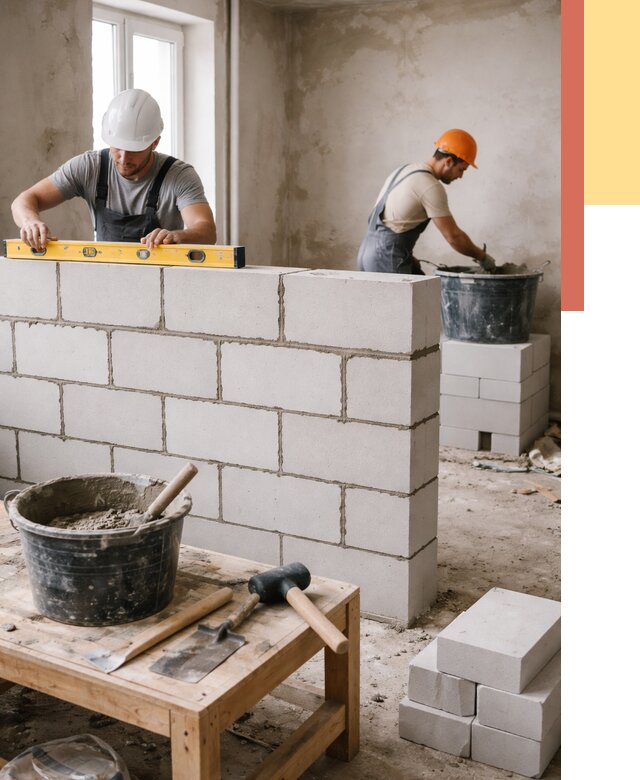 Кладка перегородок из газобетона в Черногорске от 3266 руб. под ключ | ОТДЕЛОЧНИК-Чрн