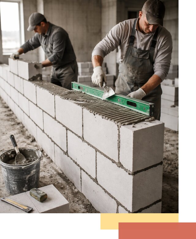 Кладка перегородок из газобетона в Черногорске быстро и качественно