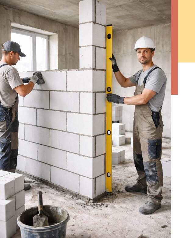 Кладка перегородок из пеноблока в Черногорске от 1837 руб. под ключ | ОТДЕЛОЧНИК-Чрн