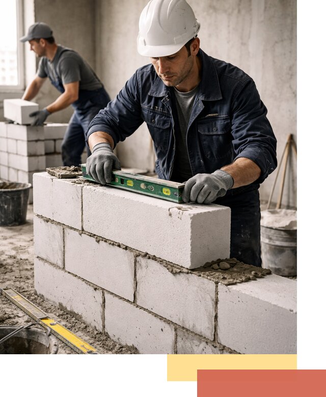 Кладка перегородок из пеноблока под ключ в Черногорске