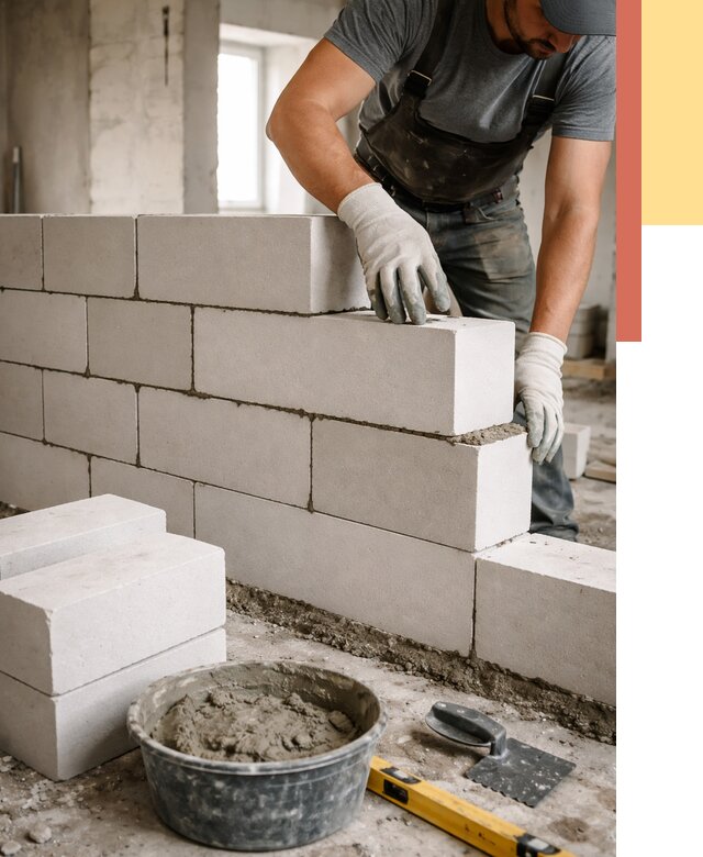 Кладка перегородок из силикатного блока в Черногорске от 4083 руб. под ключ | ОТДЕЛОЧНИК-Чрн