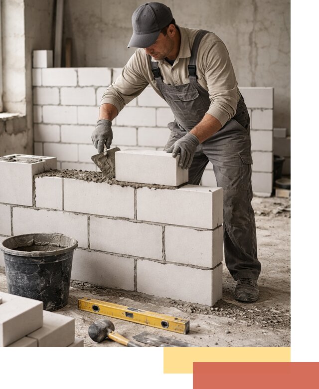 Кладка перегородок из силикатного блока в Черногорске