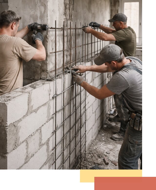 Армирование кладки перегородок в Черногорске профессионально и надёжно