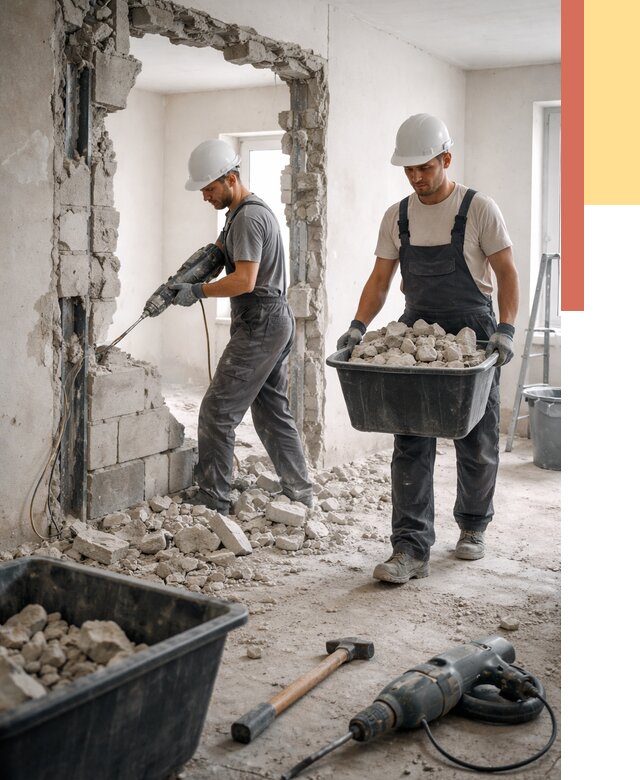 Демонтаж блоковых перегородок в Черногорске от 3828 руб. — быстро и недорого | ОТДЕЛОЧНИК-Чрн