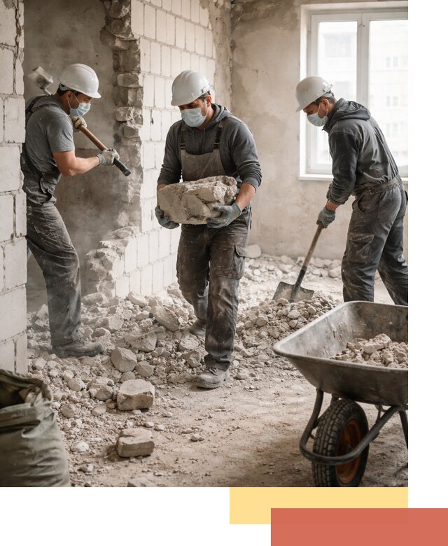 Демонтаж блочных перегородок в Черногорске быстро и аккуратно