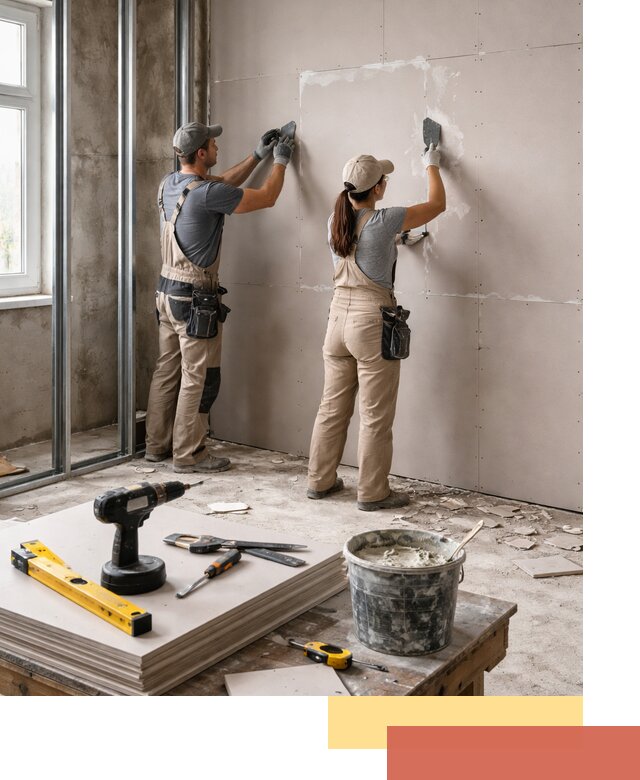 Монтаж двухслойной перегородки из гипсокартона в Черногорске