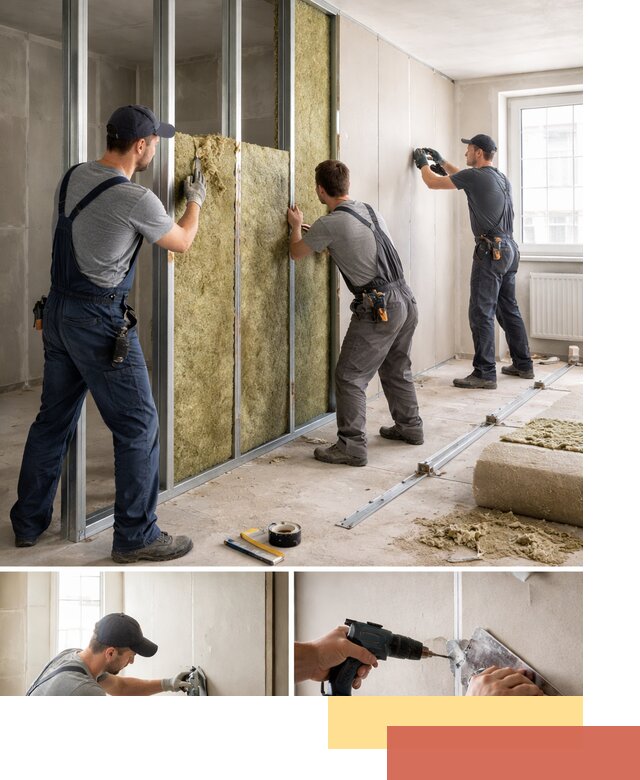 Перегородка из гипсокартона с шумоизоляцией в Черногорске — монтаж под ключ