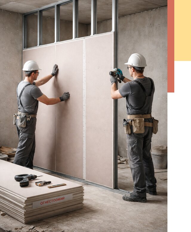 Перегородка из огнестойкого гипсокартона в Черногорске от 1888 руб. под ключ | ОТДЕЛОЧНИК-Чрн