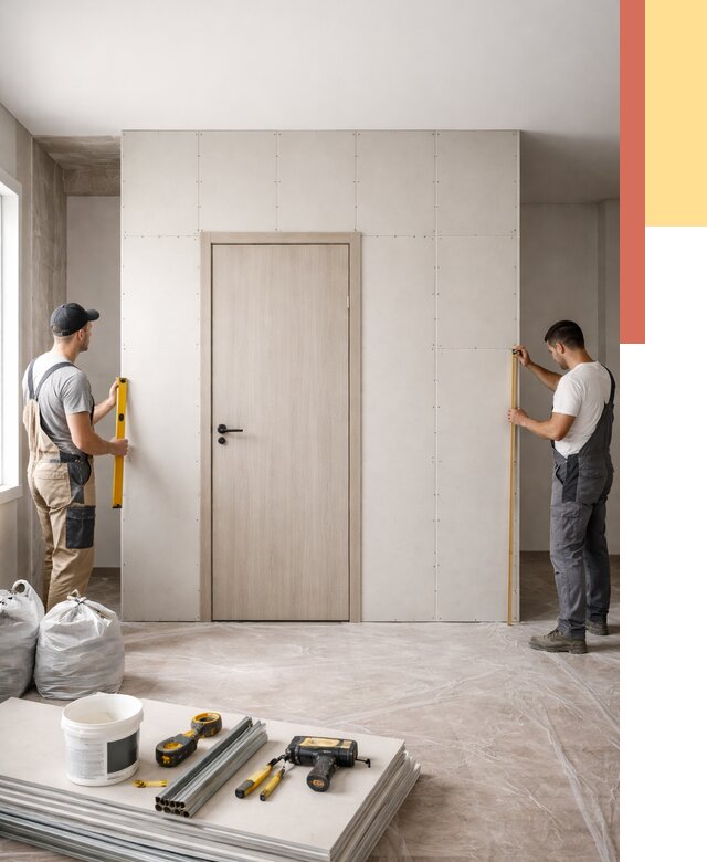 Перегородка из гипсокартона с дверью в Черногорске от 4593 руб. под ключ | ОТДЕЛОЧНИК-Чрн