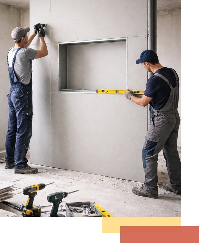 Перегородка из гипсокартона с нишей под декор в Черногорске