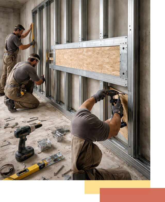 Усиленная перегородка для крепления тяжёлых конструкций в Черногорске