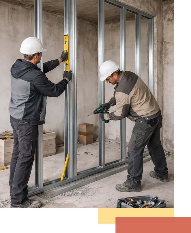 Монтаж каркаса перегородки из профиля в Черногорске