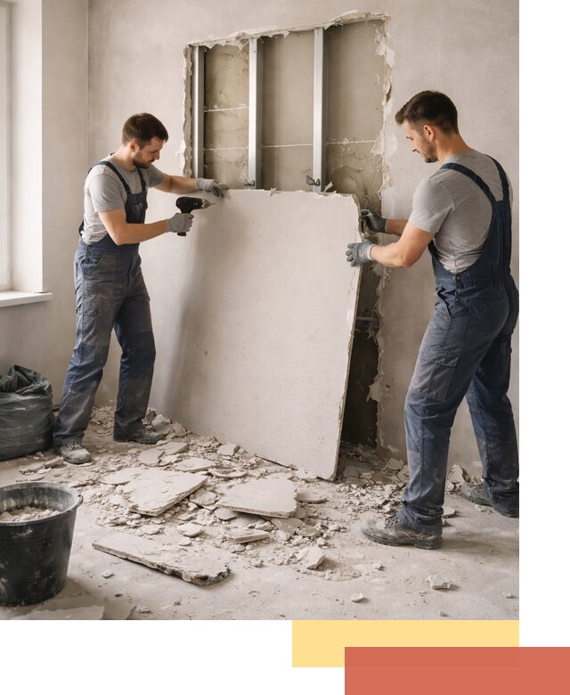 Демонтаж перегородки из гипсокартона в Черногорске быстрый и аккуратный