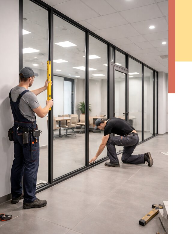 Каркасные стеклянные перегородки в Черногорске под ключ от 9390 руб. | ОТДЕЛОЧНИК-Чрн