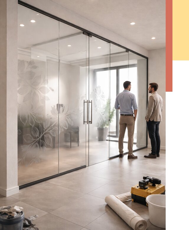 Стеклянные перегородки с рисунком в Черногорске от 12759 руб. монтаж и нанесение | ОТДЕЛОЧНИК-Чрн