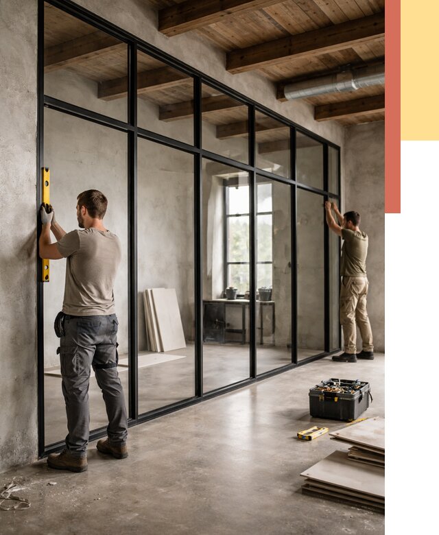 Стеклянные перегородки лофт в Черногорске от 10717 руб. под ключ | ОТДЕЛОЧНИК-Чрн