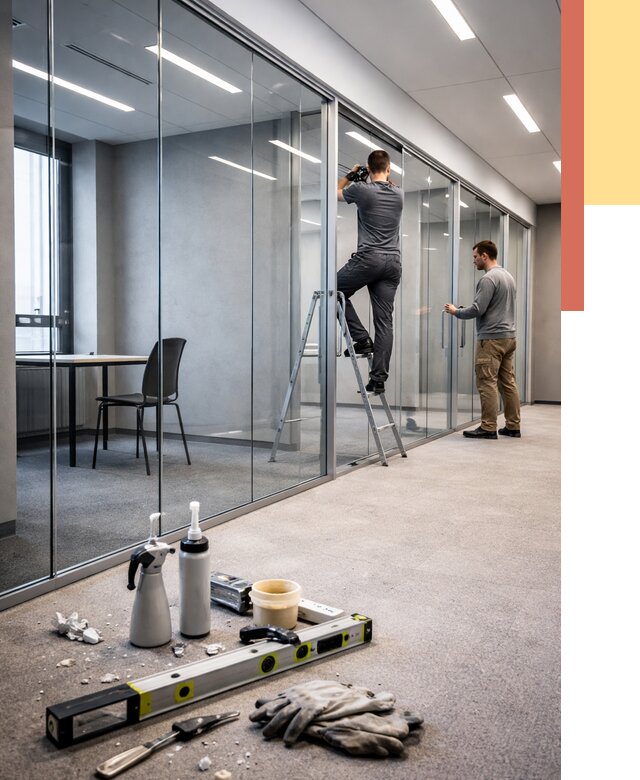 Стеклянные офисные перегородки в Черногорске от 8676 руб. — монтаж и установка | ОТДЕЛОЧНИК-Чрн