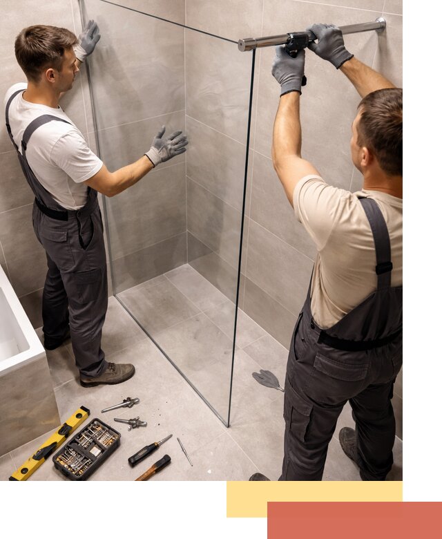 Стеклянные перегородки для душа в Черногорске — изготовление и монтаж