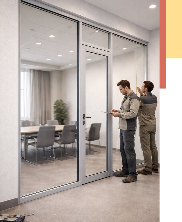 Установка и монтаж алюминиевых перегородок со стеклом в Черногорске от 8370 руб. | ОТДЕЛОЧНИК-Чрн