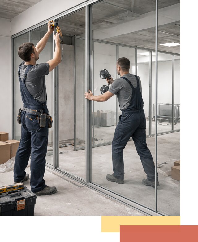 Алюминиевые перегородки со стеклом в Черногорске — изготовление и монтаж