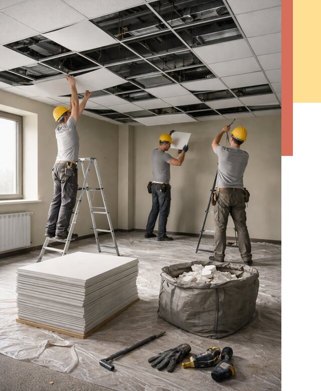 Демонтаж потолка Армстронг в Черногорске от 4593 руб. быстро и недорого | ОТДЕЛОЧНИК-Чрн