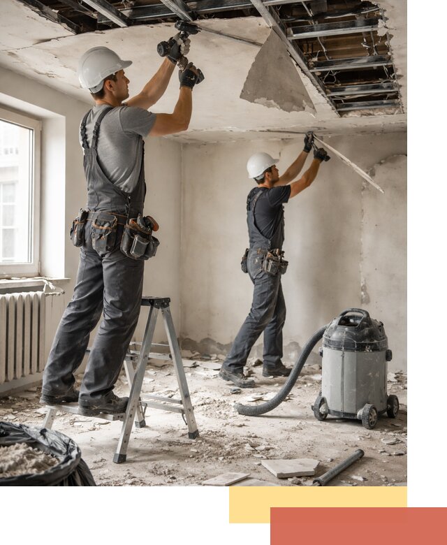 Демонтаж гипсокартонного потолка в Черногорске быстро и аккуратно