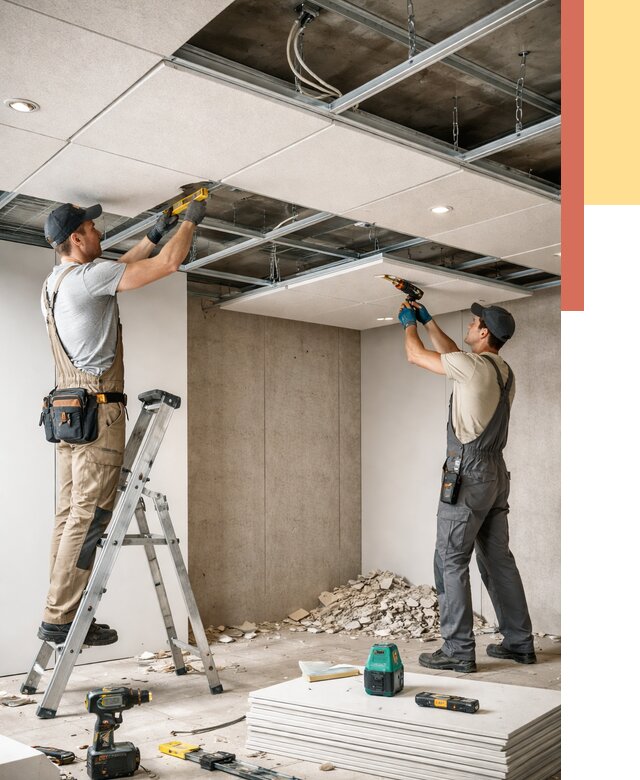 Монтаж акустического потолка в Черногорске от 6635 руб/м2 — быстро и недорого | ОТДЕЛОЧНИК-Чрн