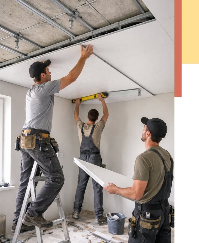 Монтаж потолка из ПВХ панелей в Черногорске от 3572 руб./м2 — быстро и недорого | ОТДЕЛОЧНИК-Чрн