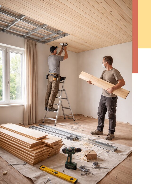 Монтаж потолка из вагонки в Черногорске от 6635 руб. | Быстро и недорого — ОТДЕЛОЧНИК-Чрн