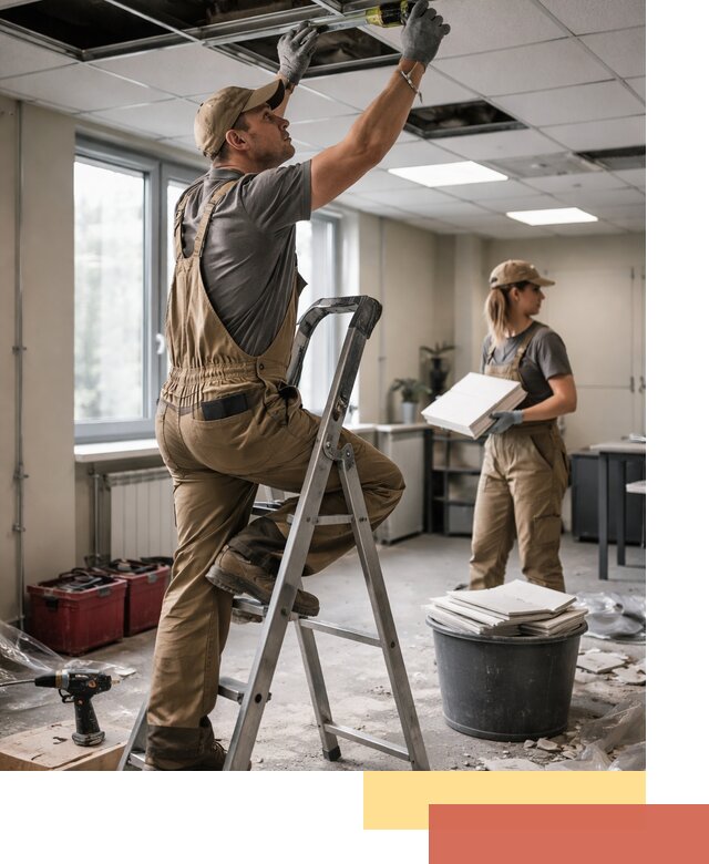 Ремонт потолка Армстронг и замена плит в Черногорске