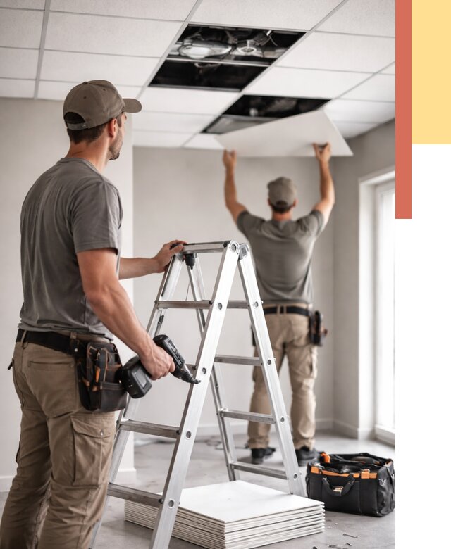 Обслуживание подвесного потолка в Черногорске от 3572 руб. — быстро и недорого | ОТДЕЛОЧНИК-Чрн