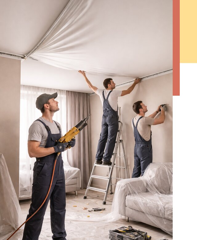 Установка натяжного потолка в Черногорске от 4593 руб. | Быстро и недорого — ОТДЕЛОЧНИК-Чрн