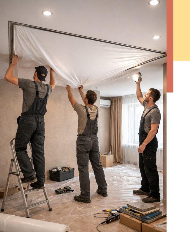 Монтаж ПВХ натяжного потолка в Черногорске от 3572 руб. под ключ | ОТДЕЛОЧНИК-Чрн