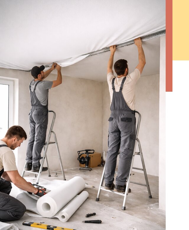 Монтаж тканевого натяжного потолка в Черногорске от 3572 руб. под ключ | ОТДЕЛОЧНИК-Чрн